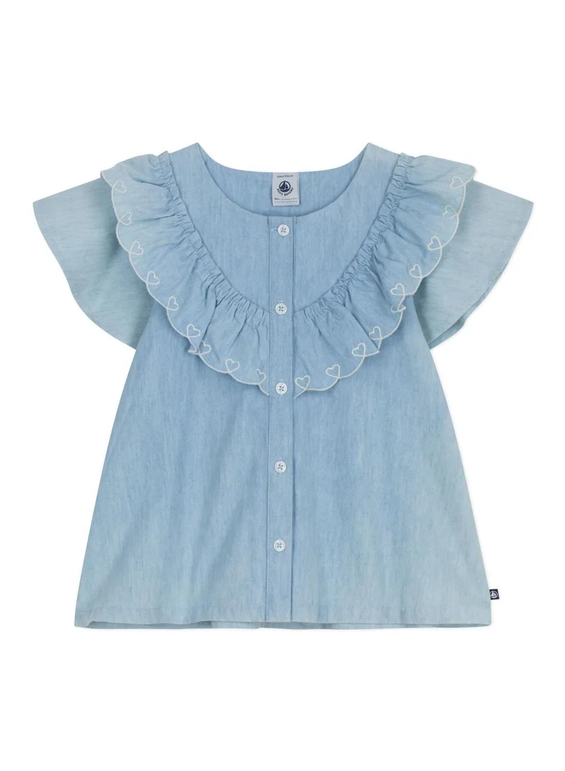 Petit Bateau Children's plain short-sleeved cotton blouse